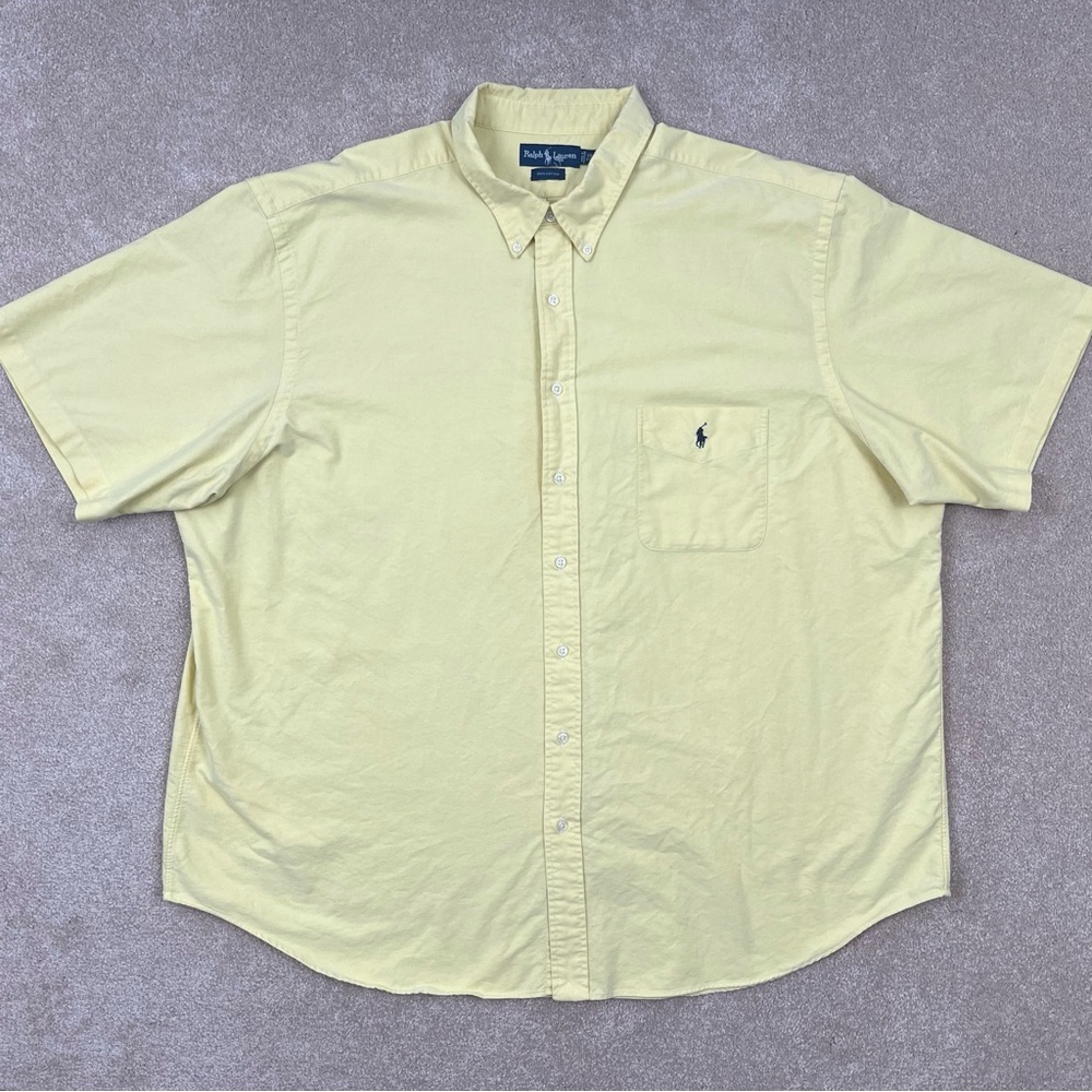 Ralph Lauren Shirt Adult 3XBig Yellow Button Up Long Sleeve Preppy Luxury Men